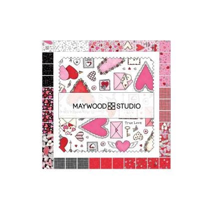 I Heart You by Kris Lammers for Maywood Studio Charm Pack of 42 5 x 5 inch squares of Quilter's Cotton