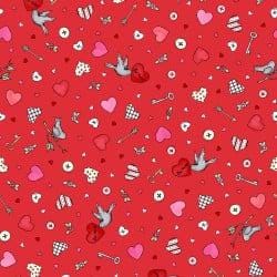 I Heart You by Kris Lammers for Maywood Studio Charm Pack of 42 5 x 5 inch squares of Quilter's Cotton