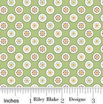 Cook Book Bubbles in Granny Smith by Lori Holt for Riley Blake Designs. Continuous Cuts of Quilter's Cotton fabric.