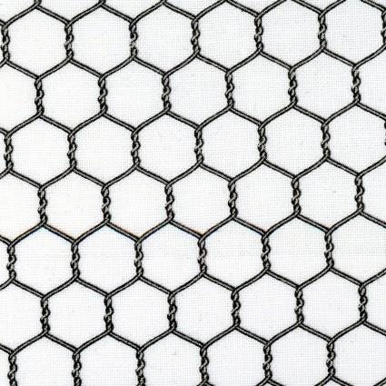 Chicken Wire in White, Landscape Medley collection by Elizabeth Studio  continuous cuts of Quilter's Cotton Fabric