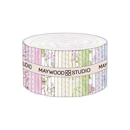 Sugar Lilac by Maywood Studio Quilter's Cotton Strip set. 40 piece collection of 2.5 inch by 44 inch strips.