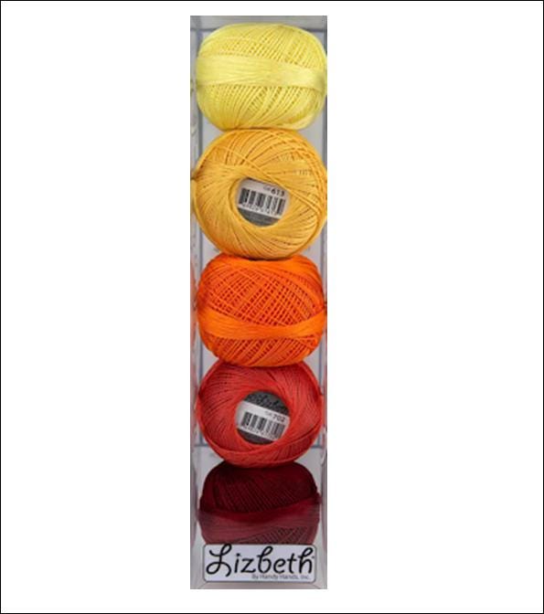 Harvest Sunset Specialty Pack of Lizbeth size 20. 5 balls 100% Egyptian Cotton Tatting Thread