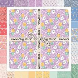 Dilly Dally by Maywood Studio Quilter's Cotton Layer Cake. 42 piece set of 10 inch squares  A Kim's Cause Collection.