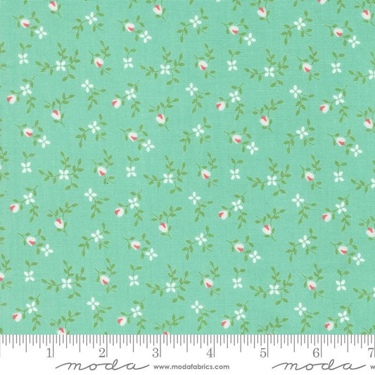 Vine and Bud Small Floral in Sea from the Cali & Co Collection by Corey Yoder for Moda. Continuous cuts of Quilter's Cotton Fabric