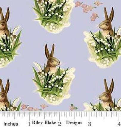 Springtime Bunnies in Lilac by My Mind's Eye for Riley Blake Designs.  Continuous cuts of quilter's cotton fabric