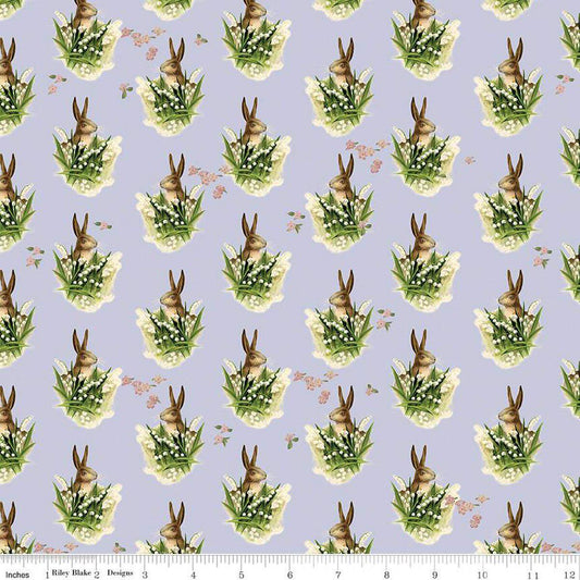 Springtime Bunnies in Lilac by My Mind's Eye for Riley Blake Designs.  Continuous cuts of quilter's cotton fabric