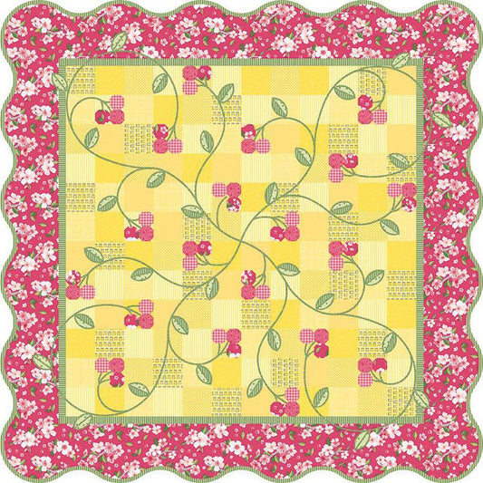 Cherries Jubilee Quilt Pattern by Jill Finley of Jillily Studio for Riley Blake Designs.  Directions only for a 62" x 62" quilt.