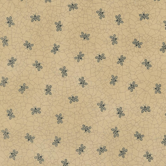Bee Toss in Tan from the Bloom and Grow collection by Kathy Schmitz Studio for Moda. Continuous cuts of Quilter's Cotton