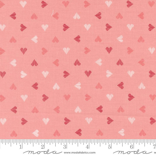 Sweethearts Valentine in Blush from the Love Blooms by Lella Boutique for Moda fabrics. Continuous cuts of Quilter's Cotton Fabric