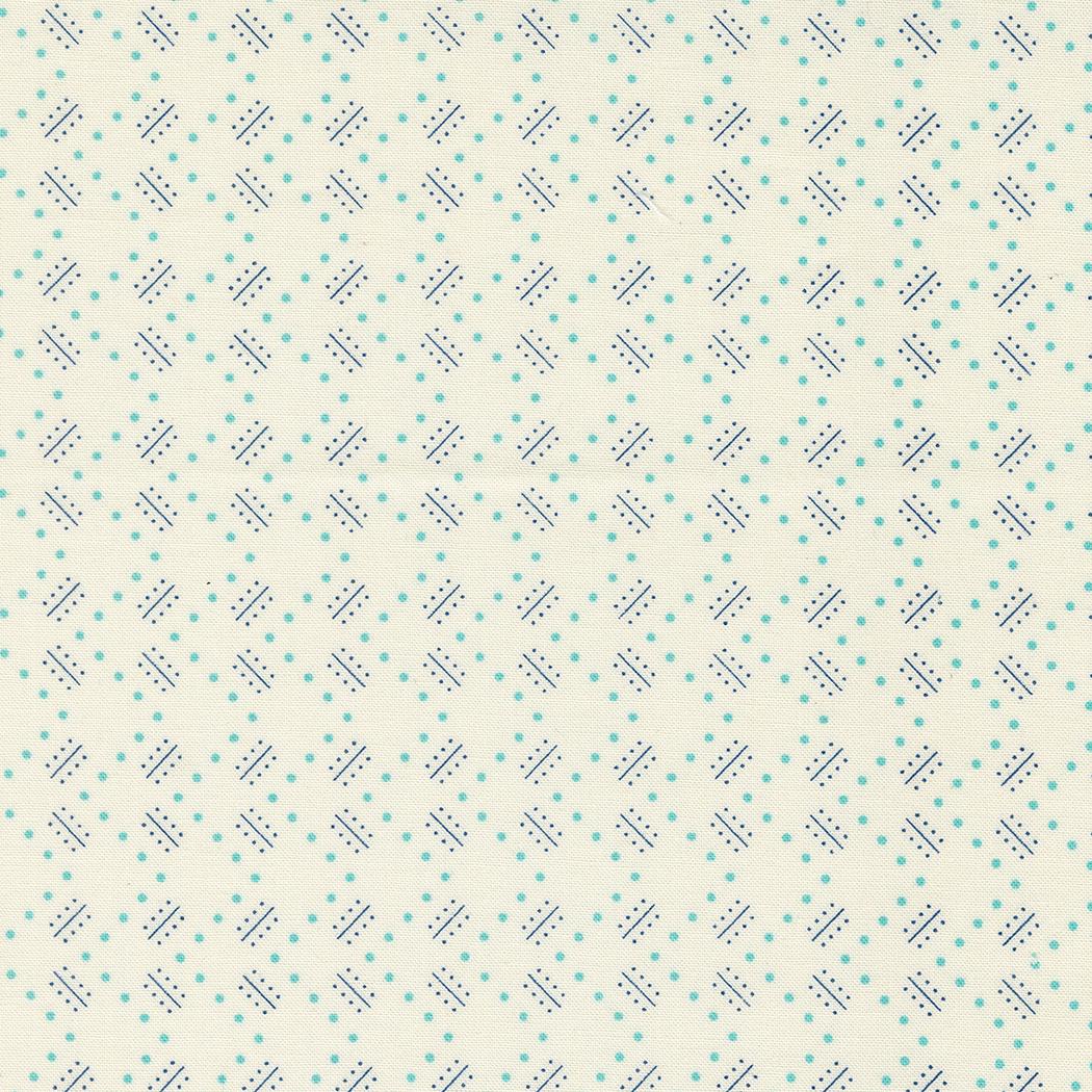 Time and Again Zigzag Blender Dot Geometric in Flour Aqua by Linzee McCray for Moda. Continuous cuts of Quilter's Cotton Fabric