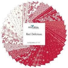 Red Delicious by RBD Designers for Riley Blake Designs. Quilter's Cotton Charm Pack of 42 5 inch squares