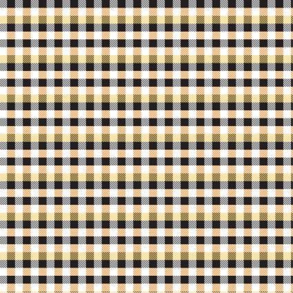 Halloween Plaid Black from Kitty Loves Candy by Lori Woods for Poppie Cotton, continuous cuts of Quilter's Cotton Fabric