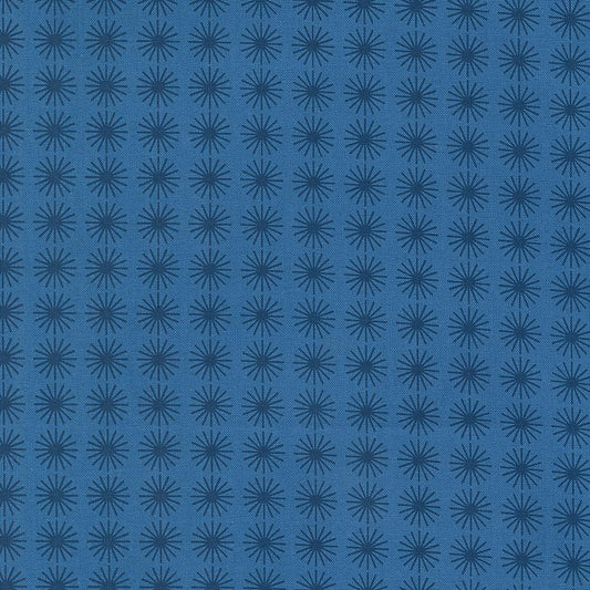 Time and Again Starburst Blender Feedsack in Bluebell by Linzee McCray for Moda. Continuous cuts of Quilter's Cotton Fabric