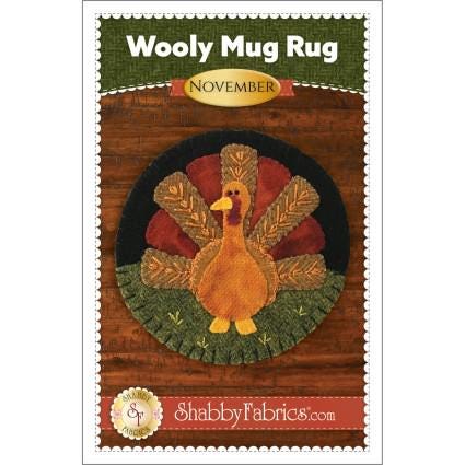 Wooly Mug Rugs 5 inch round block of the month patterns by Shabby Fabrics