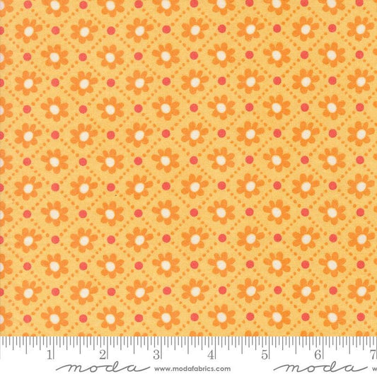 Sunday Brunch Pastry Small Floral Check in Mimosa by BasicGrey for Moda. Continuous cuts of Quilter's Cotton Fabric