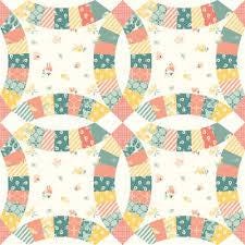 New Beginnings Double Wedding Ring Cheater Print in Cream by Sandy Gervais for Riley Blake Designs. Continuous Cuts Quilter's Cotton fabric