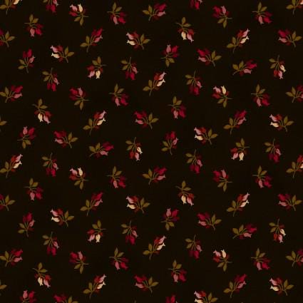 Scraps Basket Favorites Timeless Tulips in Brown by Kim Diehl for Henry Glass continuous cuts of Quilter's Cotton Fabric