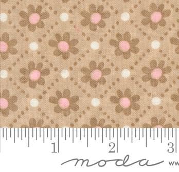 Sunday Brunch Pastry Small Floral Check in Tea by BasicGrey for Moda. Continuous cuts of Quilter's Cotton Fabric