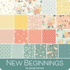 New Beginnings by Sandy Gervais for Riley Blake Designs. Quilter's Cotton Charm Pack of 42 5 inch squares