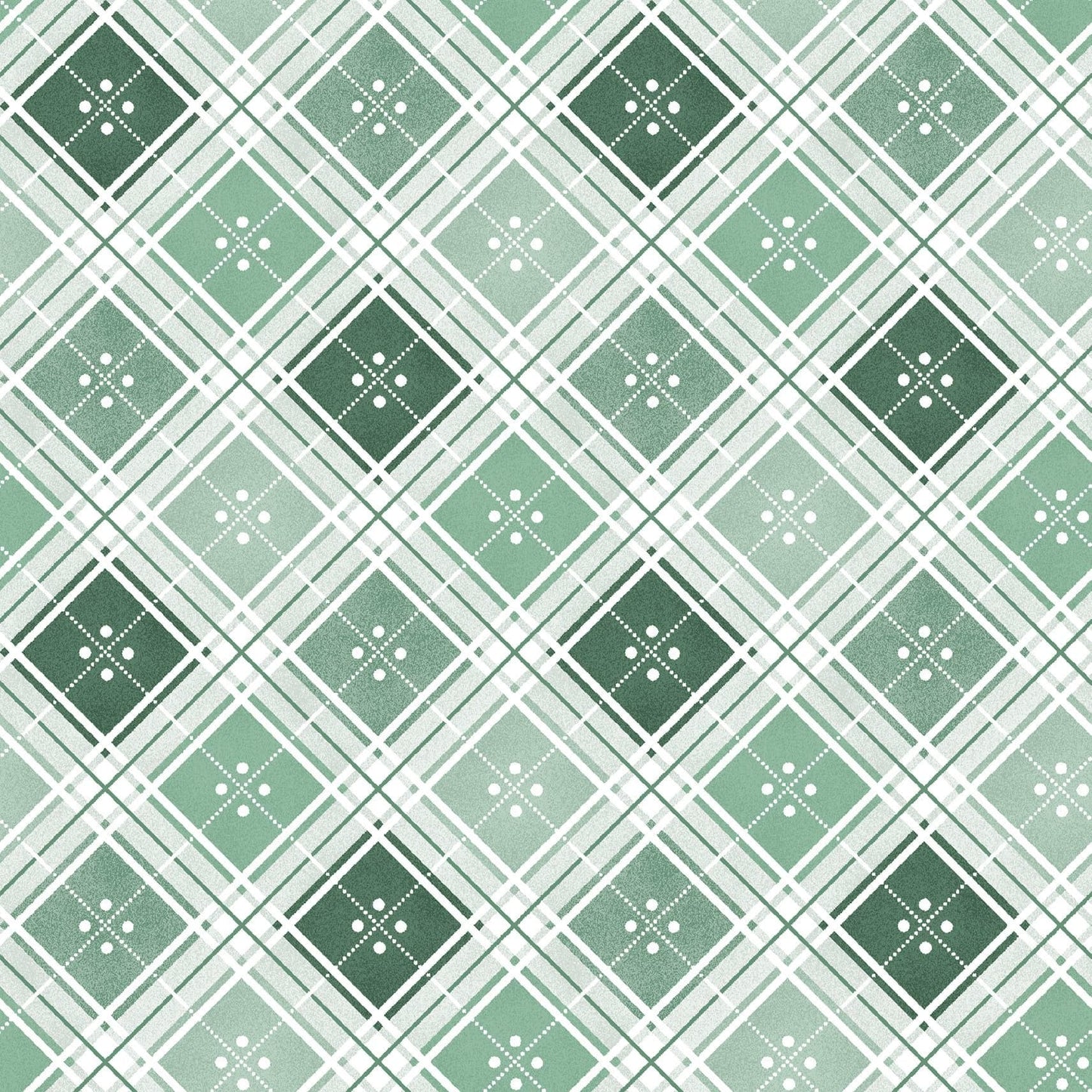 Plaid in Green from the Garden Picnic collection by Maywood Studio continuous cuts of Quilter's Cotton Fabric