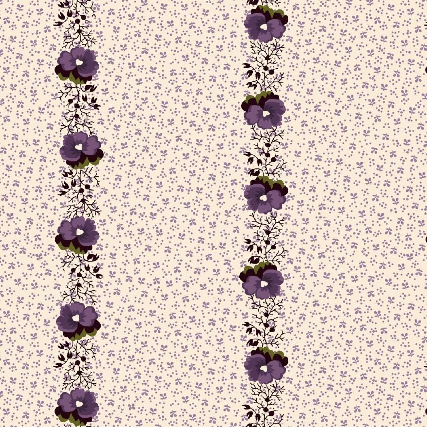 Pansy Chain in Cream from Pansy For Your Thoughts by Hannah West for Henry Glass continuous cuts of Quilter's Cotton Fabric