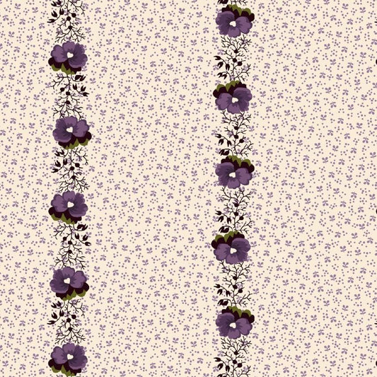 Pansy Chain in Cream from Pansy For Your Thoughts by Hannah West for Henry Glass continuous cuts of Quilter's Cotton Fabric