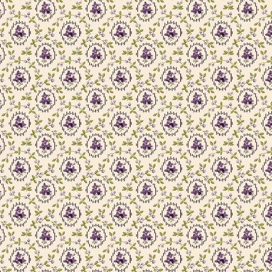 Flower Rings in Cream from Pansy For Your Thoughts by Hannah West for Henry Glass continuous cuts of Quilter's Cotton Fabric