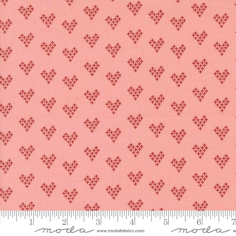 Love Novelty Hearts in Pink from Threads by Sweetwater for Moda continuous cuts of Quilter's Cotton Fabric