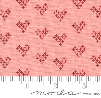 Love Novelty Hearts in Pink from Threads by Sweetwater for Moda continuous cuts of Quilter's Cotton Fabric