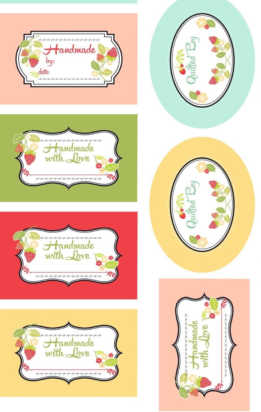 Jelly and Jam Homemade Labels by Fig Tree & Co for Moda Fabrics. Quilter's Cotton Fabric 18 x 22 inch panel
