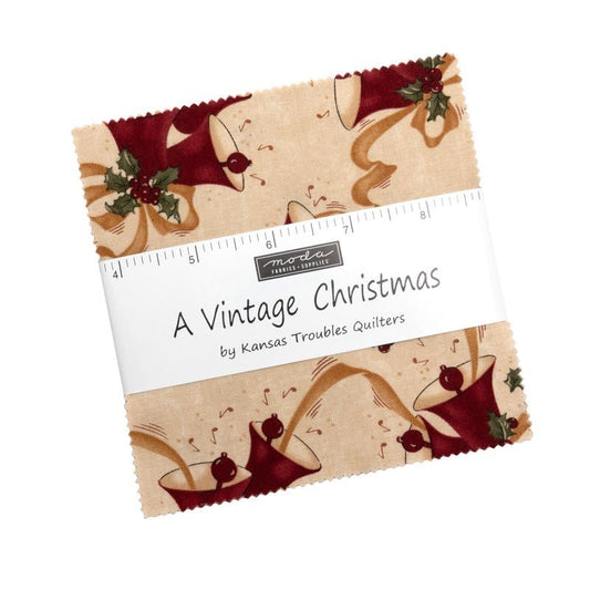 A Vintage Christmas by Kansas Troubles Quilters for Moda Quilter's Cotton Charm Pack of 42 5 x 5 inch squares