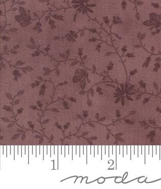 Vintage Linens Lavender Fields Papillion Bramble Small Floral Leaf Vine in Plum by 3 Sisters for Moda. Continuous cuts of Quilter's Cotton