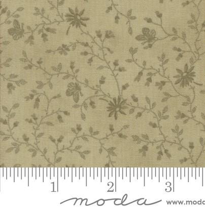 3 Sisters Vintage Linens Meadow Greens Papillion Bramble Small Floral Leaf Vine in Sage by for Moda. Continuous cuts of Quilter's Cotton