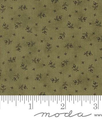 3 Sisters Favorites Vintage Linens Meadow Greens Berry Toss Ditsy in Boxwood for Moda. Continuous cuts of Quilter's Cotton