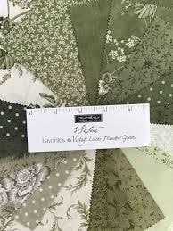 3 Sisters Favorites Vintage Linens Meadow Greens Berry Toss Ditsy in Evergreen for Moda. Continuous cuts of Quilter's Cotton