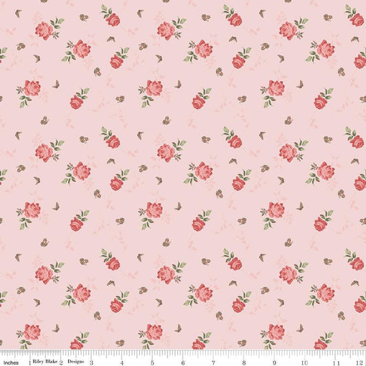 Anne of Green Gables Roses in Pink by Riley Blake Designs. Continuous Cuts of Quilter's Cotton fabric Official Licensed product