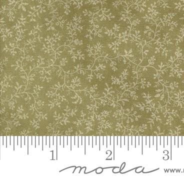 3 Sisters Favorites Vintage Linens Meadow Greens Poetic Vines Blenders in Rosemary for Moda. Continuous cuts of Quilter's Cotton