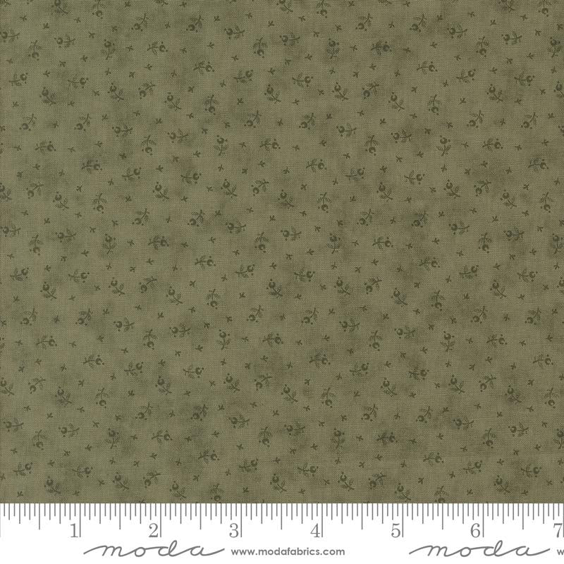 3 Sisters Favorites Vintage Linens Meadow Greens Berry Toss Ditsy in Evergreen for Moda. Continuous cuts of Quilter's Cotton