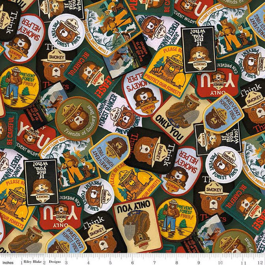 Friends of Smokey Bear Patches by Riley Blake Designs. Continuous Cuts of Quilter's Cotton fabric.