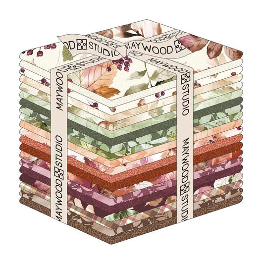 Rustle Collection by Maywood Studio. Quilter's Cotton Fat Quarter Bundle. 20 Fat Quarters of 18 inch x 22 inch squares.