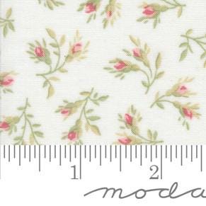 Rosebuds Florals in Porcelain by 3 Sisters for Moda. Continuous cuts of Quilter's Cotton