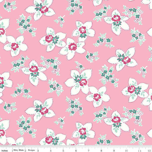 Precious Petites in Pink by Gerri Robinson of Planted Seed Designs for Riley Blake continuous cuts of Quilter's Cotton 108" Wide Back Fabric