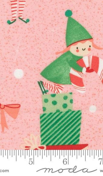 Elves Novelty in Cotton Candy from Tiny Christmas by Lizzy House for Moda Fabrics. Continuous cuts of Quilter's Cotton Fabric