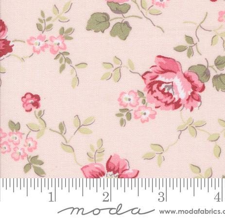 Christmas Rose in Blush from the Very Sweet Christmas collection by Bunny Hill Designs for Moda continuous cuts of Quilter's Cotton Fabric