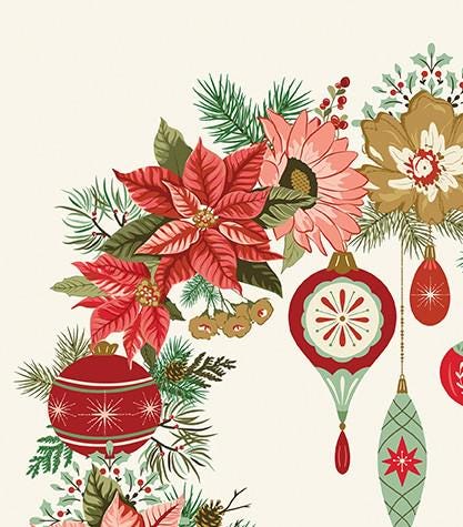 Glisten Wreath Panel by Sandy Gervais for Riley Blake Designs 35.5 inch x 43 inch panel of 100% Quilter's Cotton