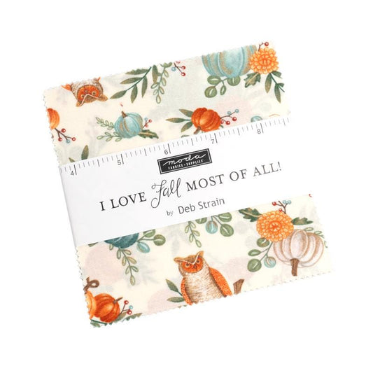 I Love Fall Most of All by Deb Strain for Moda Quilter's Cotton Charm Pack of 42 5 x 5 inch squares