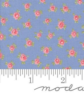 Little Posies in Blue from Memory Lane by Brenda Riddle Designs for Moda continuous cuts of Quilter's Cotton Fabric