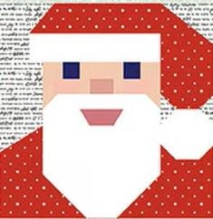 Santa Baby Quilt by Aria & Ava Quilts features pieced Santa heads. Pattern includes 22” x 22” pillow, 70” x 79” lap, and  79” x 98” Queen