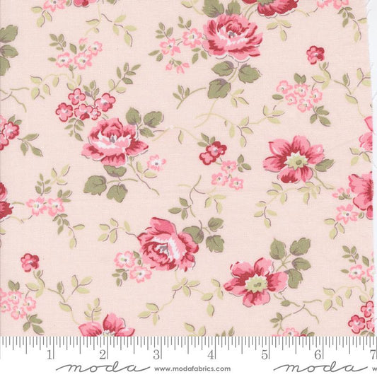 Christmas Rose in Blush from the Very Sweet Christmas collection by Bunny Hill Designs for Moda continuous cuts of Quilter's Cotton Fabric