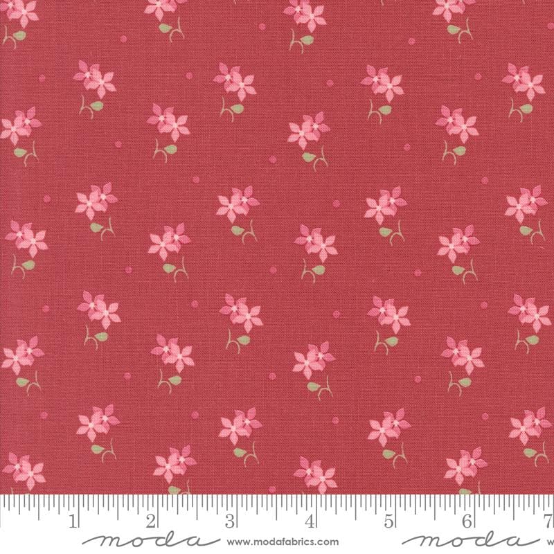 Poinsettias in Poinsettia from the Very Sweet Christmas collection by Bunny Hill Designs for Moda continuous cuts of Quilter's Cotton Fabric